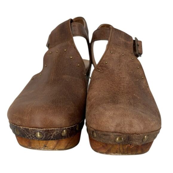 Sundance Five Worlds Leather Platform Clogs Womens Size 9 Womens T Strap Camel - Picture 5 of 13